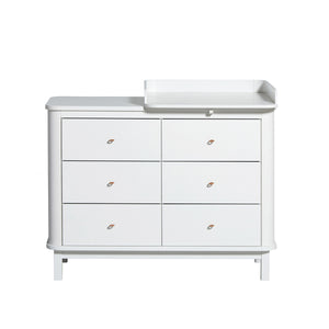 Oliver Furniture Wickelkommode Wood Collection mit 6 Schubladen, weiss - kleine Wickelplatte