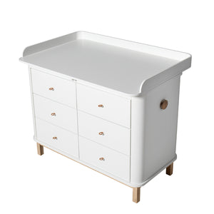 Oliver Furniture Wood Collection changing table with 6 drawers, white/oak - large changing plate