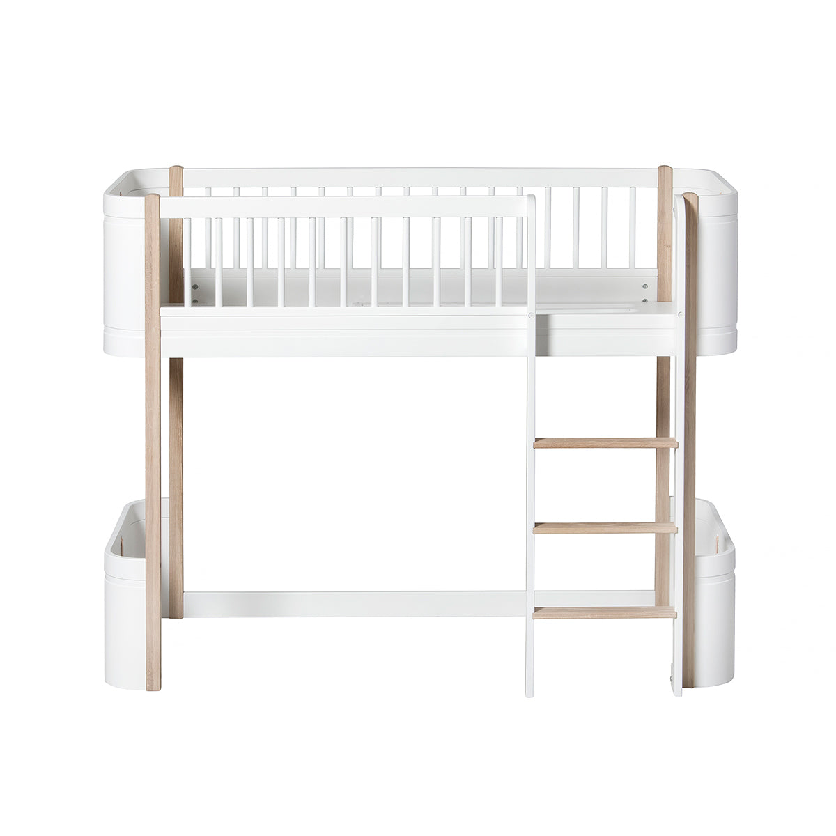 Oliver Furniture Mini+ mid-height loft bed (162cm long), white/oak