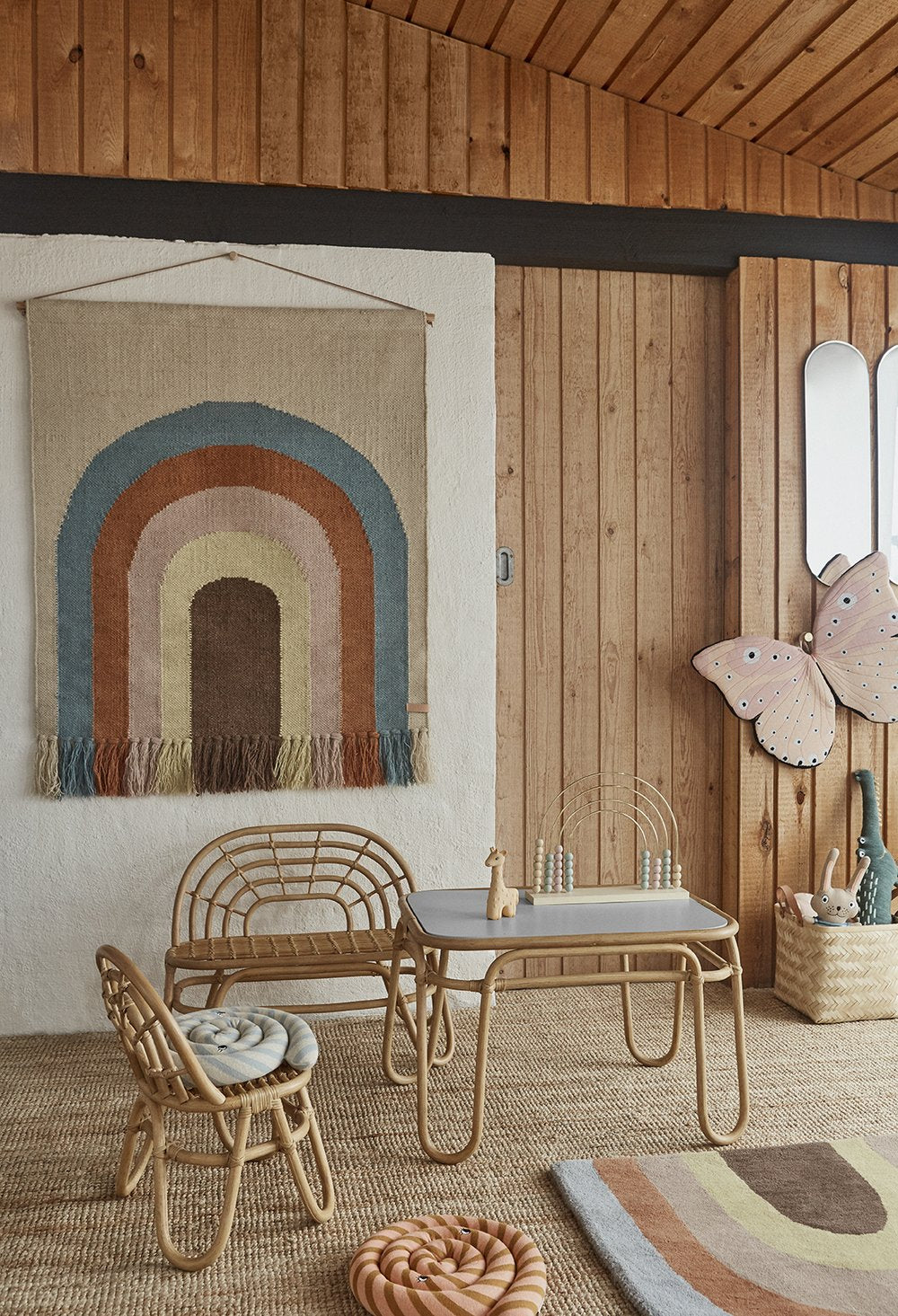 Banc en rotin OyOy pour enfant Mini Rainbow